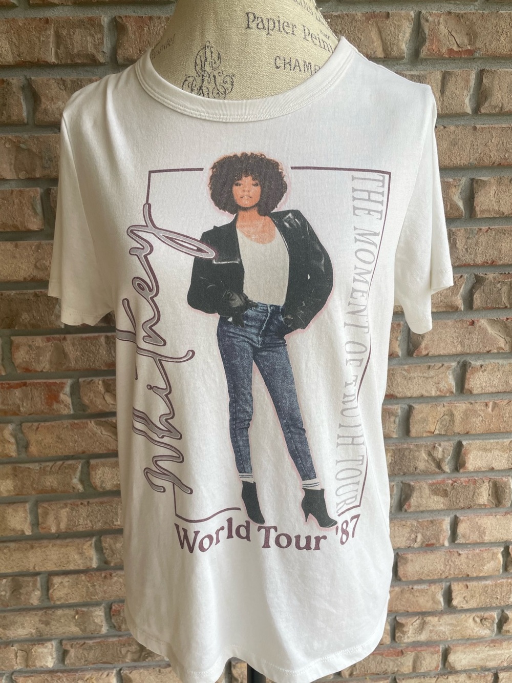 Vintage White Graphic Women’s Tee - World Tour '87 The Moment of Truth